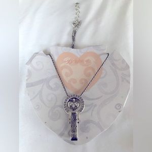 Brighton badge holder silver lanyard 34”. NWOT